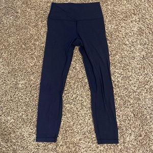 Worn like new Lululemon 7/8 high-rise Align legging. Navy blue, size 6.